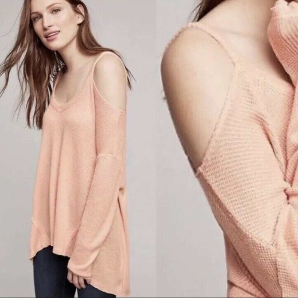 Anthro |Deletta Open Shoulder Flowy Boho Top